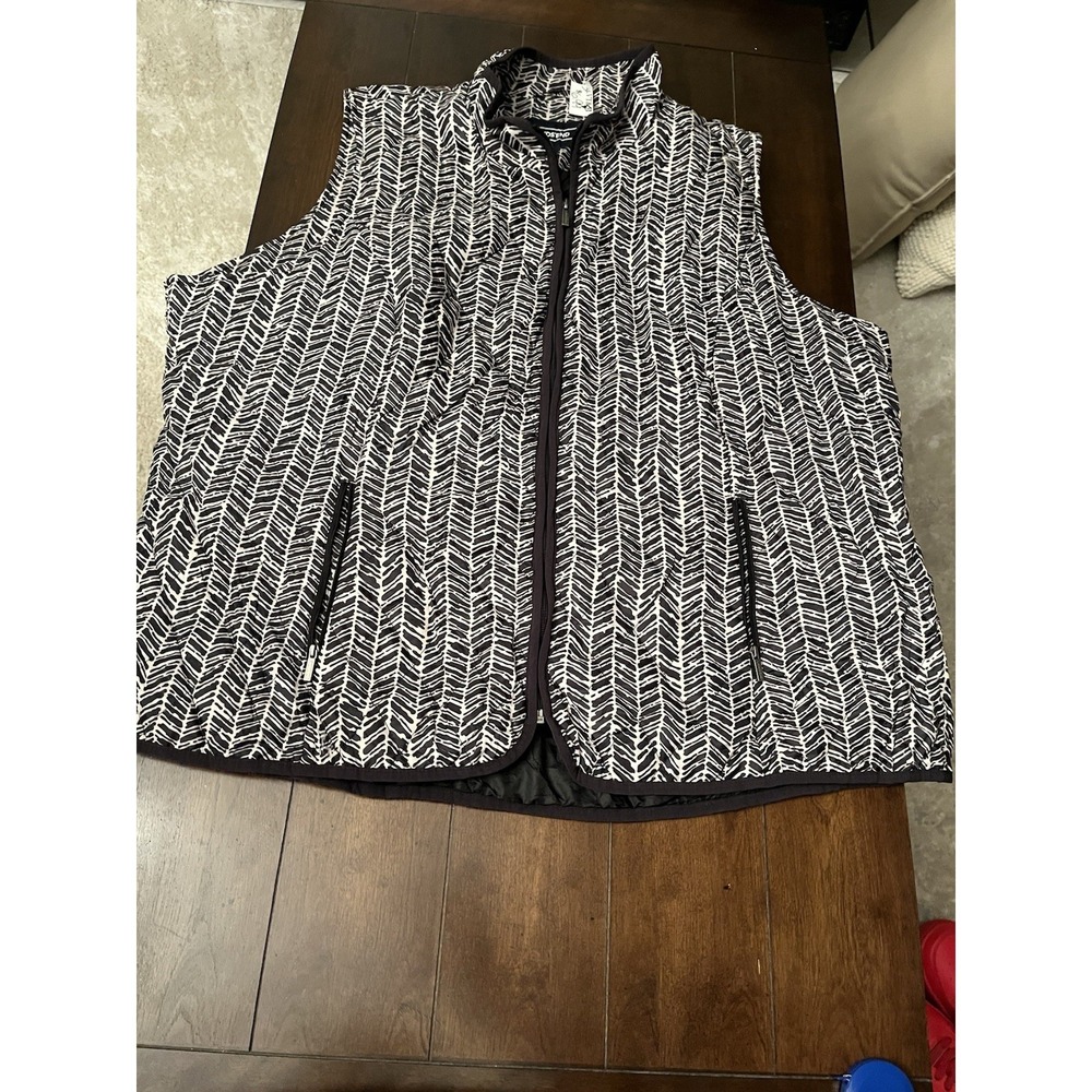 Lands'‎ End Puffer Vest Mens Large 3X Black Tan Full Zip Pockets